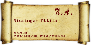 Nicsinger Attila névjegykártya